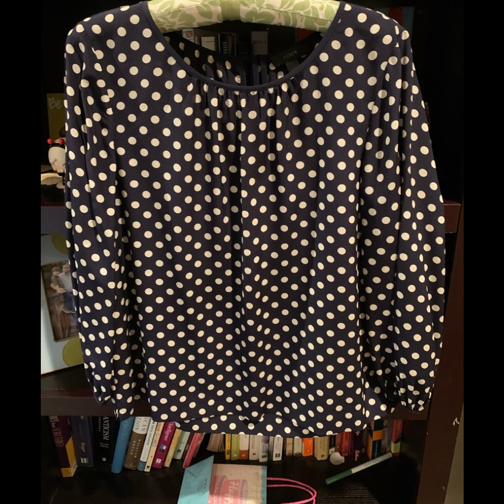 J crew navy dotted dress top